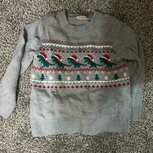 Jumping Beans Gray Dinosaur Holiday Sweater